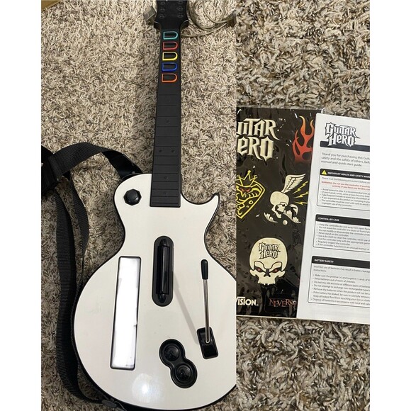 Nintendo Wii Guitar Hero Les Paul Gibson Controller Red Octane Stickers & Manual